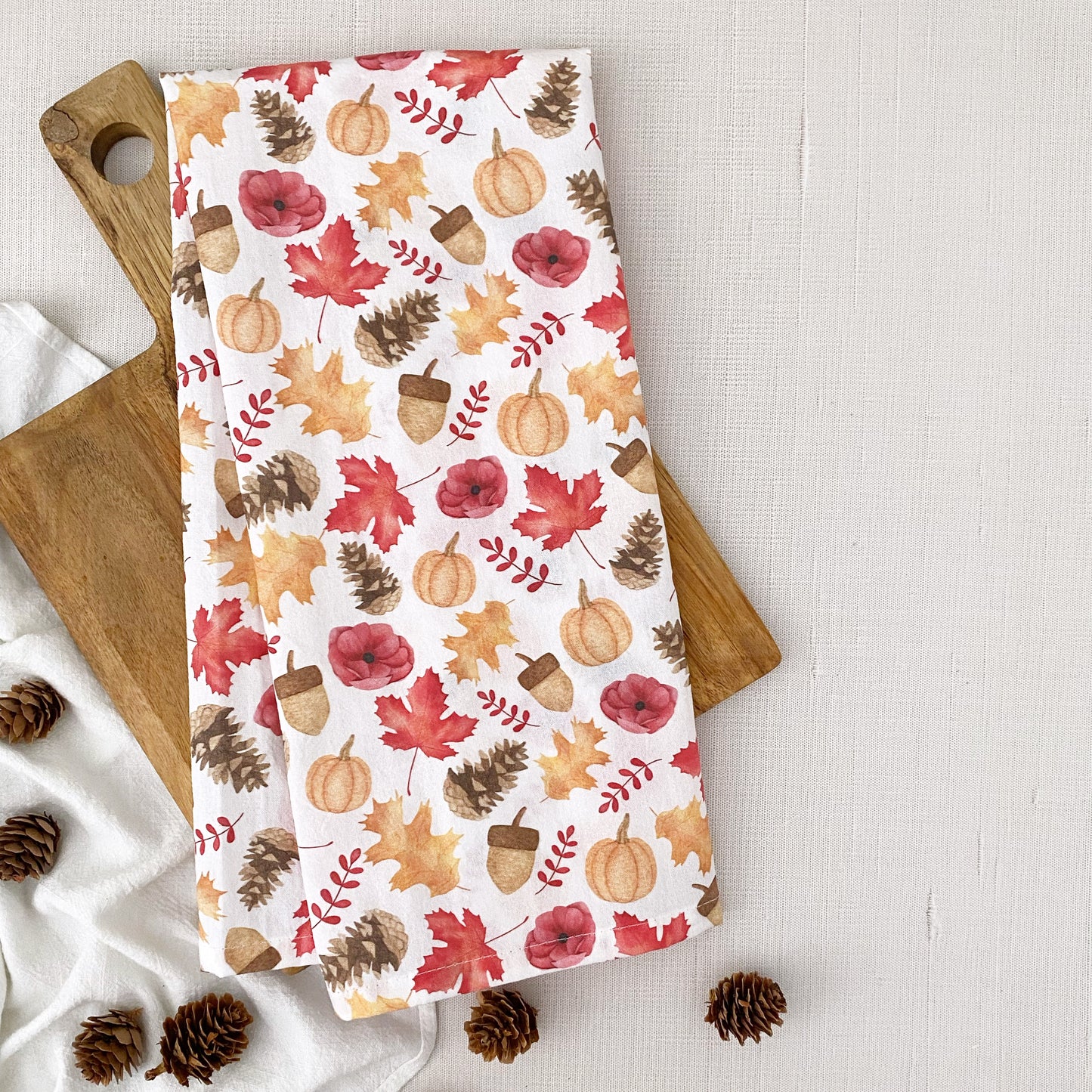 Fall Foliage and Pumpkin Flour Sack Kitchen Towel