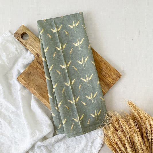 Sage Green Wheat Flour Sack Kitchen Towel