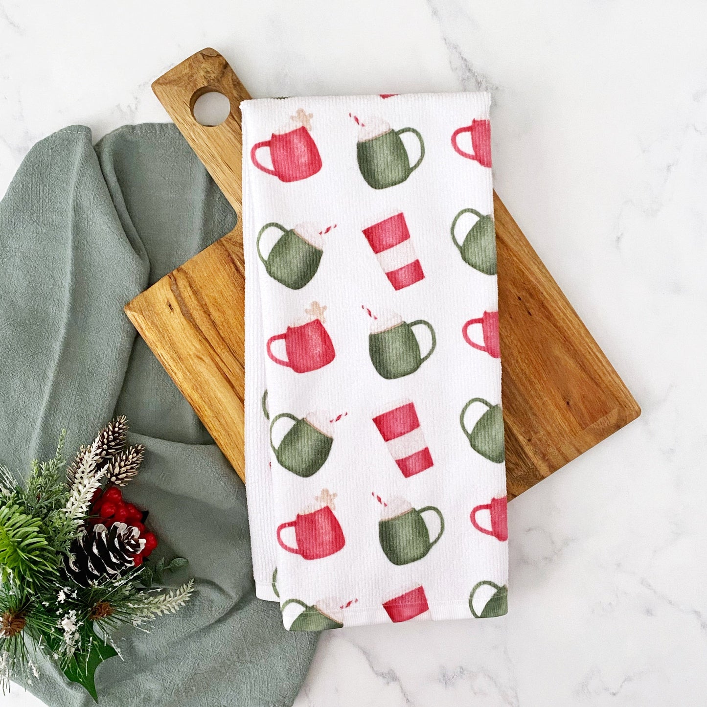 Christmas Coffee Mug Decorative Kitchen Towel - Barely Blemished